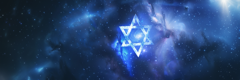 Star of David floating in a mystical sky